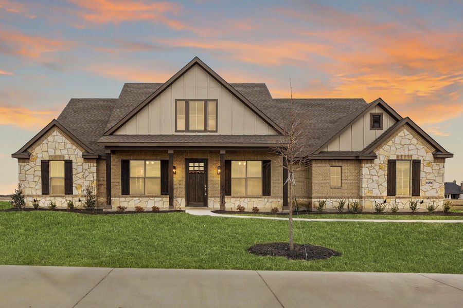 Elevation C with Stone | Concept 2586 at Hidden Creek Estates in Van Alstyne, TX by Landsea Homes