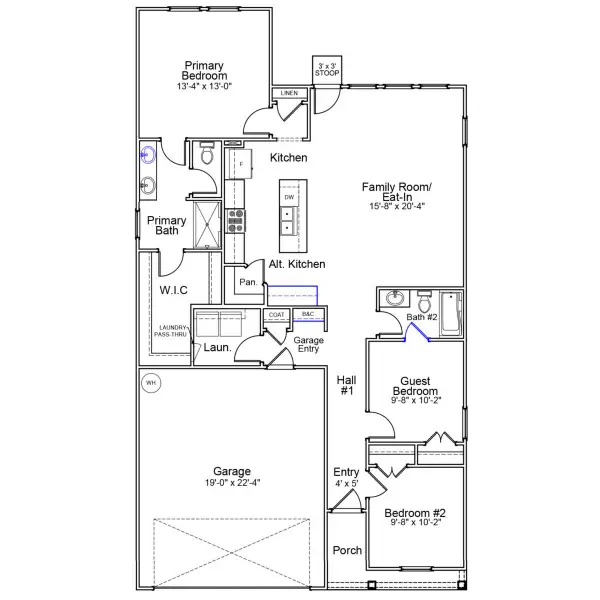 2D floor plan layout of this home in Leander Lee Preserve, Lillington, NC (Image 3).