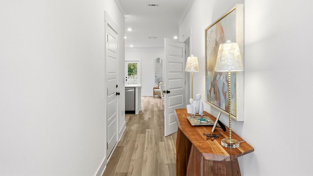 Furnished interior view inside a new home in Palm Street Townhomes, Destin (Image 6). Furnished interior view inside a new home in Palm Street Townhomes, Destin (Image 6).