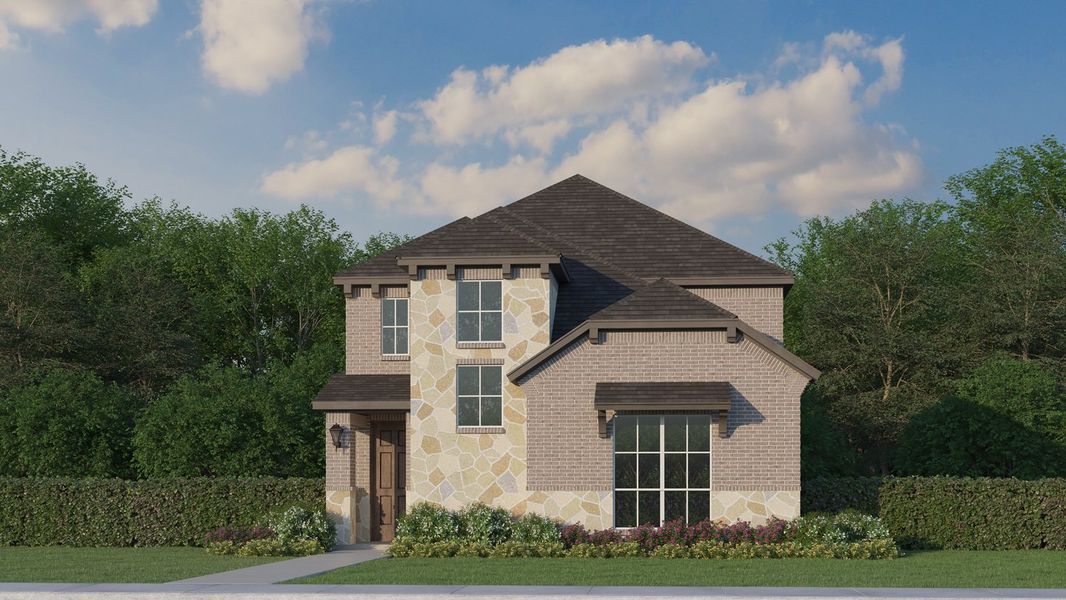 Plan 1458 Elevation B with Stone