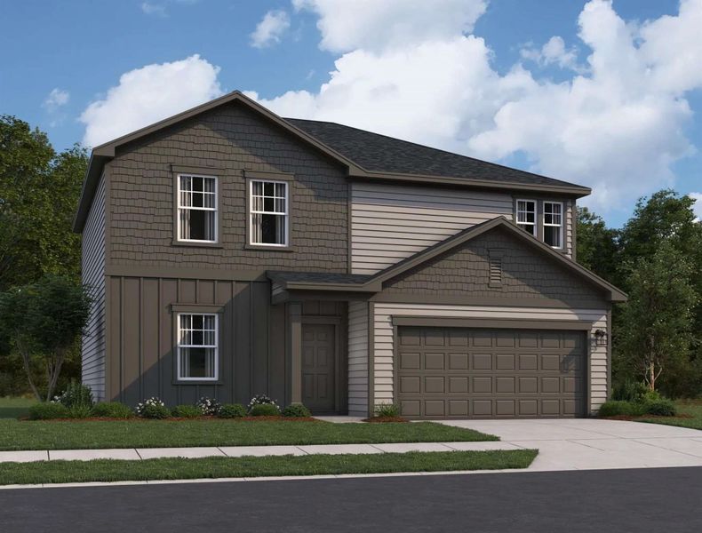 Front exterior of a new home in Liberty Ranch, Liberty, TX, highlighting curb appeal (Image 1). Front exterior of a new home in Liberty Ranch, Liberty, TX, highlighting curb appeal (Image 1).