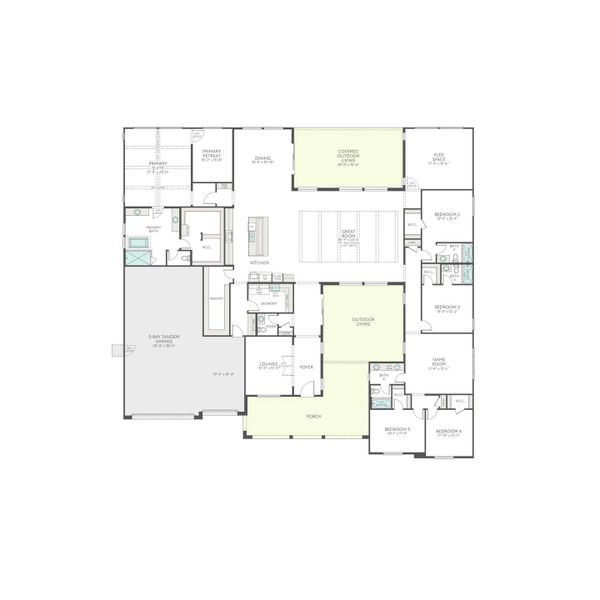 2D floor plan layout for the Calida Plan 9002 by Tri Pointe Homes in Lusitano, Gilbert, AZ (Image 3).