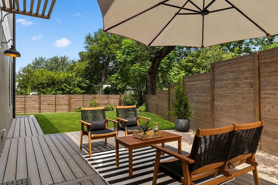 Exterior details and patio area of a home in , Austin (Image 22).
