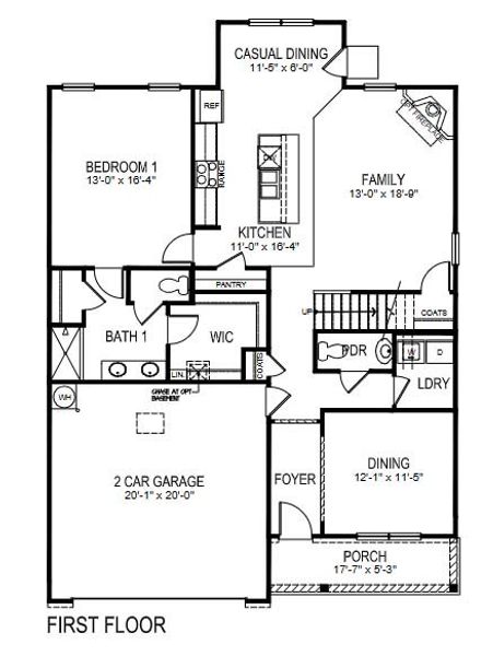 2D floor plan layout for the Salem by D.R. Horton in Shepherd's Farm, Mooresville, NC (Image 3).