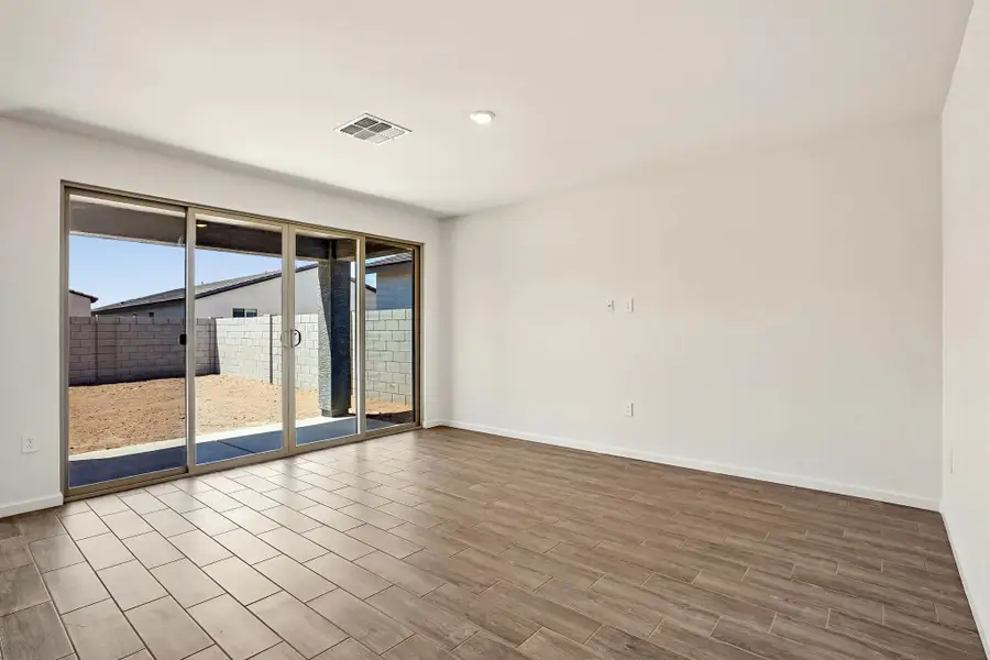 Great room with 4 panel slider