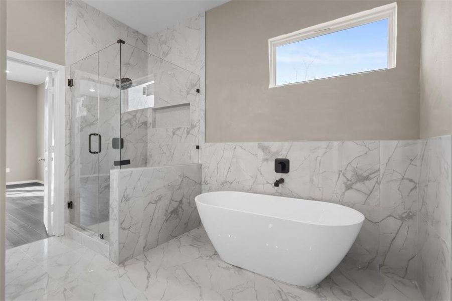 Bathroom with independent shower and bath