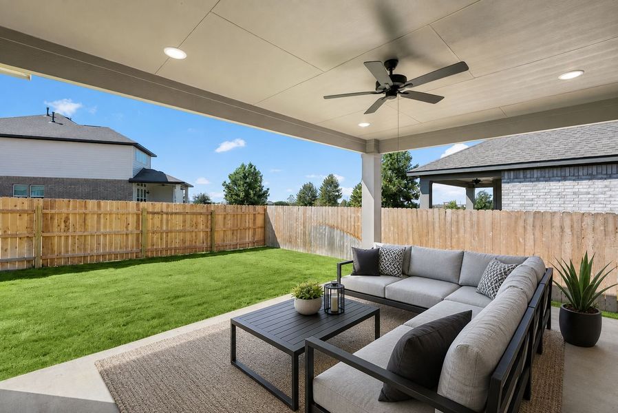 Exterior details and patio area of a home in University Heights, Round Rock (Image 3).