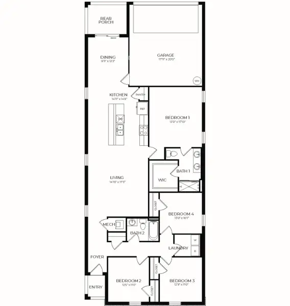 2D floor plan layout of this home in Crossroads at Kelly Park, Apopka, FL (Image 4).