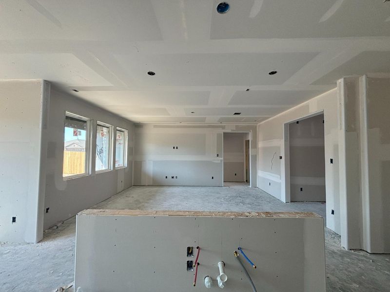 Construction progress - view from the kitchen sink into the family room