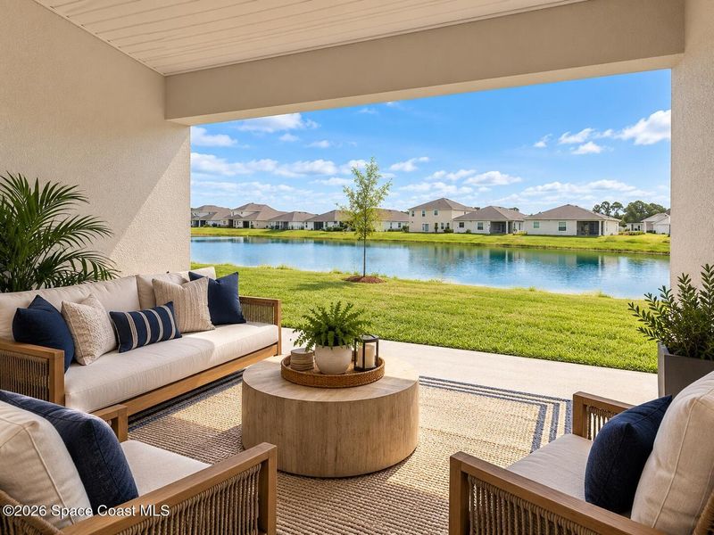 Exterior details and patio area of a home in St. John's Preserve, Palm Bay (Image 2). Exterior details and patio area of a home in St. John's Preserve, Palm Bay (Image 2).