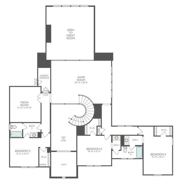 2D floor plan layout of this home in Sienna, Missouri City, TX (Image 3).