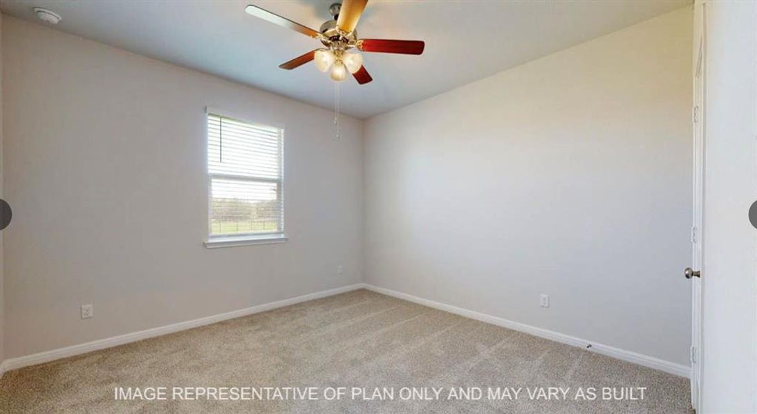 Unfurnished room with light colored carpet, ceiling fan, and baseboards Unfurnished room with light colored carpet, ceiling fan, and baseboards