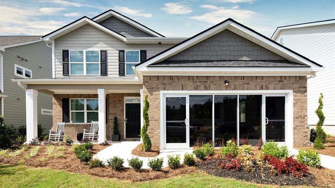 Front exterior of a new home in Twin Lakes, Hoschton, GA, highlighting curb appeal (Image 20).