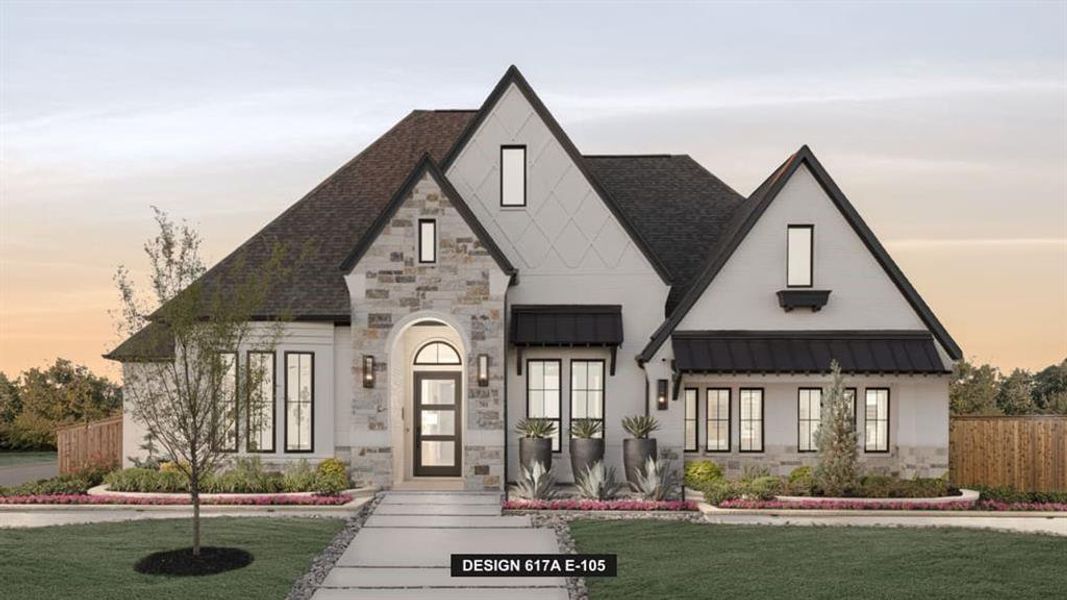 Front exterior of a new home in Adkins Park 70', Hurst, TX, highlighting curb appeal (Image 2).