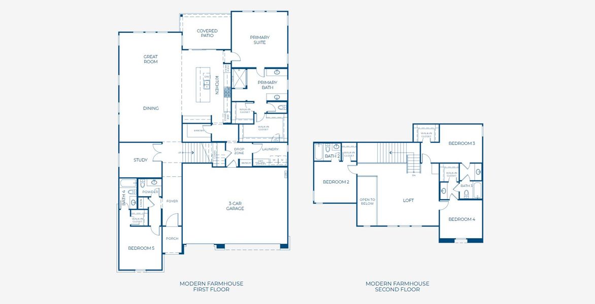 2D floor plan layout for the 5053 by Risewell Homes in Bluff Haven, Georgetown, TX (Image 3).