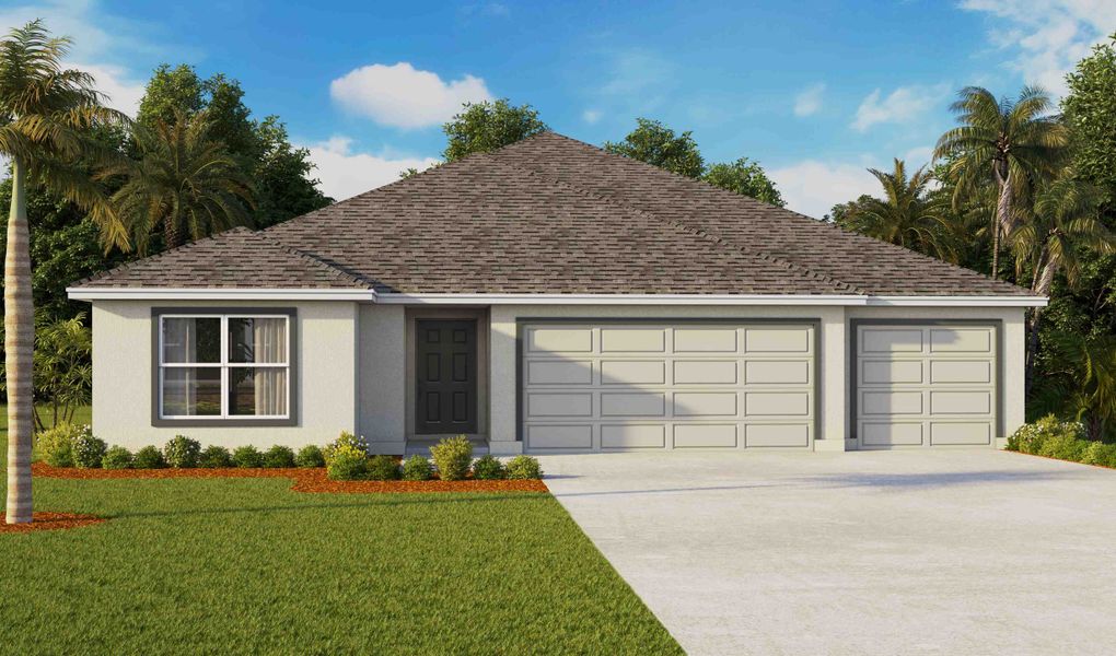 Front exterior of a new home in Brookside, Ruskin, FL, highlighting curb appeal (Image 1). Front exterior of a new home in Brookside, Ruskin, FL, highlighting curb appeal (Image 1).