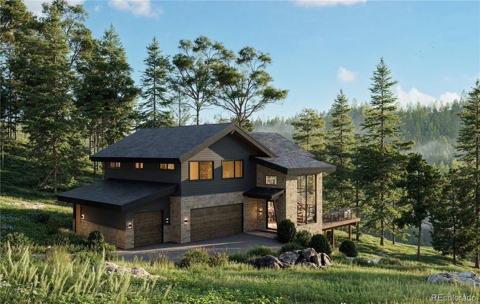 Front exterior of a new home in , Conifer, CO, highlighting curb appeal (Image 2).