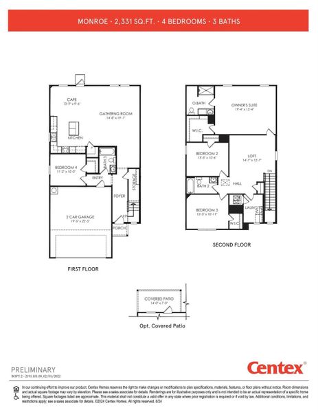 2D floor plan layout of this home in Decker Farms, Magnolia, TX (Image 2).