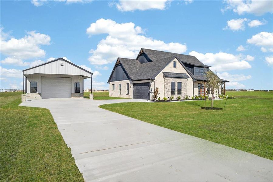 Front exterior of a new home in , Celeste, TX, highlighting curb appeal (Image 26).
