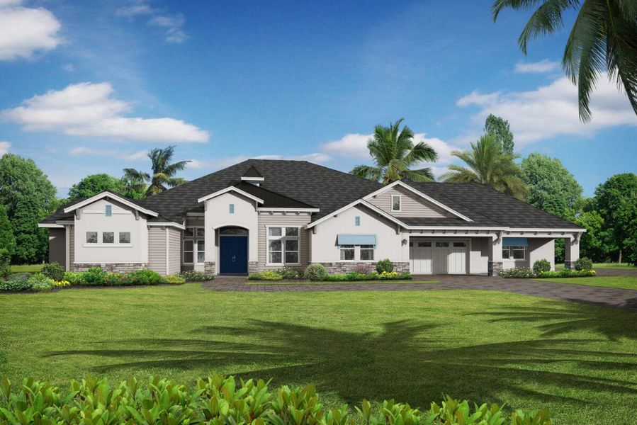 Representative exterior photo of a completed home built from the Grand Cayman by Medallion Home in Hampton Lakes, Sarasota, FL (Image 5).