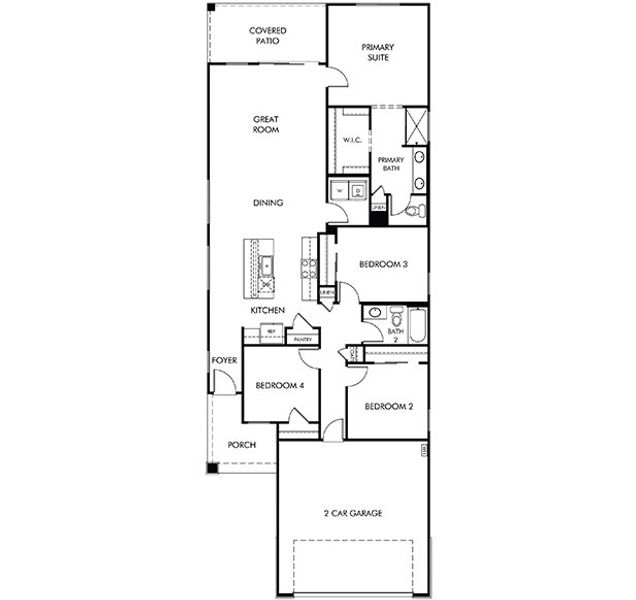2D floor plan layout of this home in Rincon Crest at Rocking K, Tucson, AZ (Image 2).