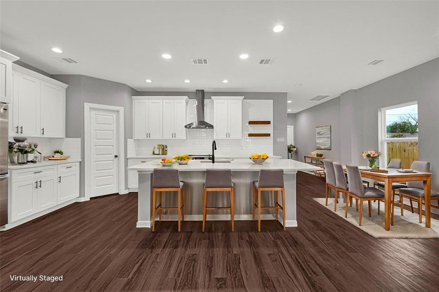 Virtually Staged Kitchen with large island