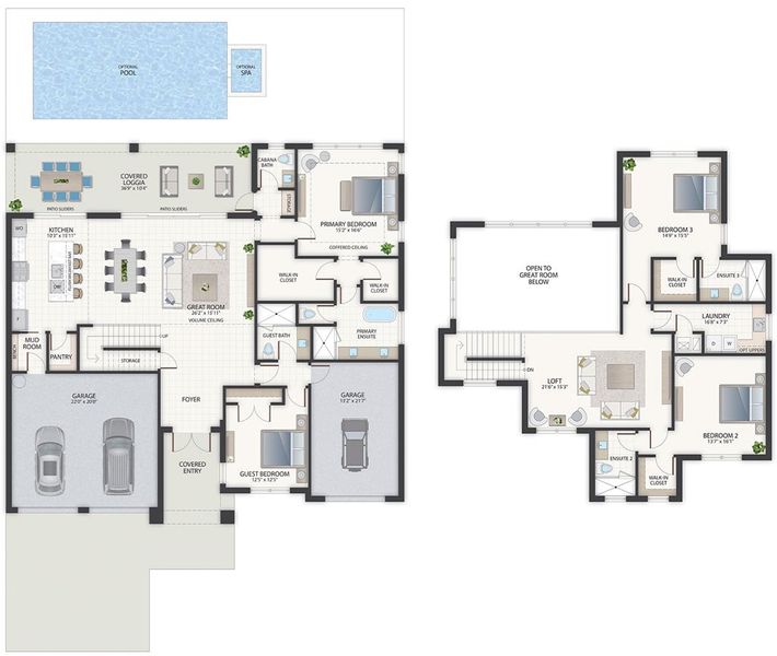 2D floor plan layout for the Casa Dorado by GT Homes in Palma Del Lago, Miami Lakes, FL (Image 2).
