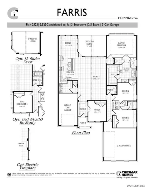 2D floor plan layout of this home in Village at Three Oaks, Seguin, TX (Image 3).