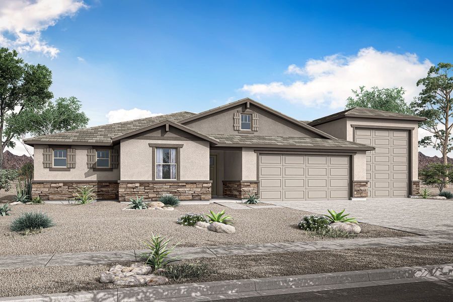 Representative exterior photo of a completed home built from the Lilac by Mattamy Homes in Las Ventanas - RV Collection, Goodyear, AZ (Image 22). Representative exterior photo of a completed home built from the Lilac by Mattamy Homes in Las Ventanas - RV Collection, Goodyear, AZ (Image 22).