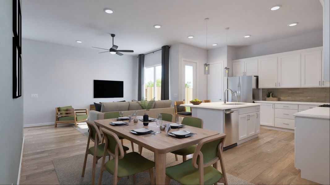 Representative furnished interior of a home built from the Elizabeth by New Home Co. in The Villas Collection at Novel, Austin (Image 4). Representative furnished interior of a home built from the Elizabeth by New Home Co. in The Villas Collection at Novel, Austin (Image 4).