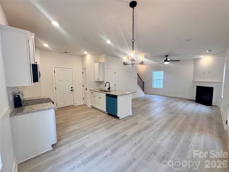 Dining area, kitchen & living room