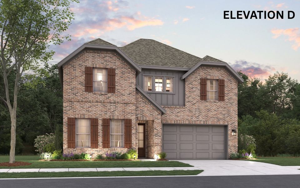 Representative exterior photo of a completed home built from the Albany by Cambridge Homes in Ribbonwood, Aubrey, TX (Image 7). Representative exterior photo of a completed home built from the Albany by Cambridge Homes in Ribbonwood, Aubrey, TX (Image 7).