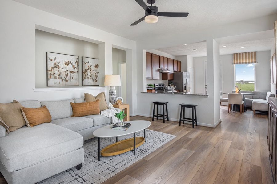 Representative furnished interior of a home built from the 1243 Modeled by KB Home in Saddlebrook Trails, Beasley (Image 4).