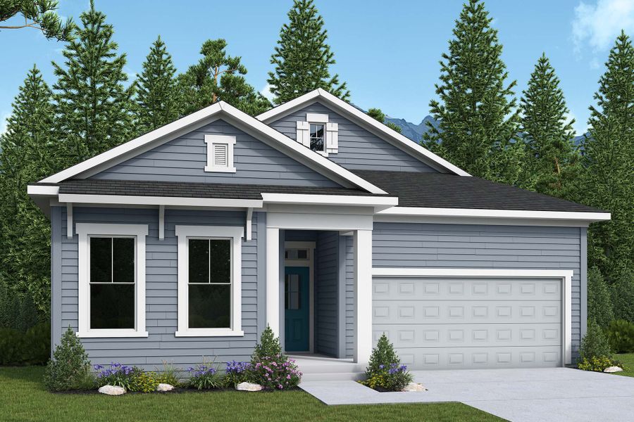 Representative exterior photo of a completed home built from the The Glisen by David Weekley Homes in Wolf Ranch - Enclave Collection, Colorado Springs, CO (Image 18).