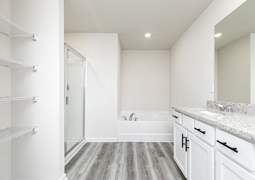 Get ready for your day in the master bathroom