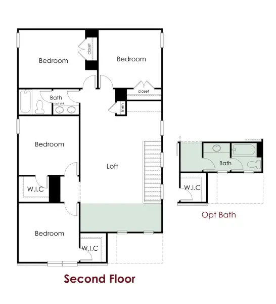 2D floor plan layout for the Holly by Chafin Communities in Hagood Farm, Bethlehem, GA (Image 4).