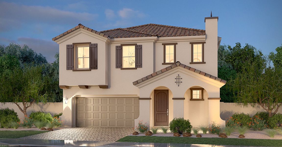Representative exterior photo of a completed home built from the Residence 3 by Blandford Homes in Village at Pioneer Crossing, Mesa, AZ (Image 7).
