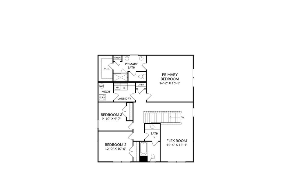 2D floor plan layout for the Weybridge by Stanley Martin Homes in Compass Pointe, Apollo Beach, FL (Image 3).