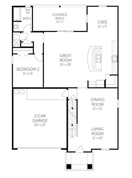 2D floor plan layout for the Waterford - 50' Homesites by Dream Finders Homes in Diamond Springs, Jacksonville, FL (Image 6).