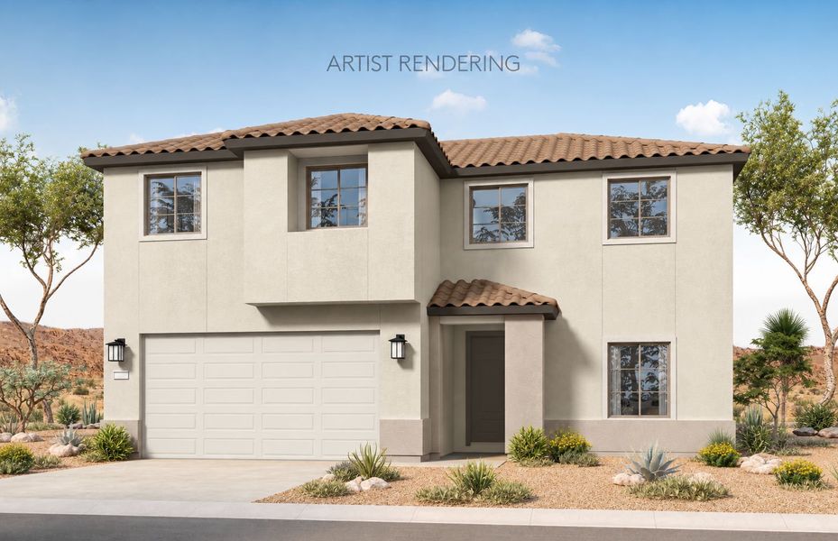 Representative exterior photo of a completed home built from the Starling by Pulte Homes in San Madera, Buckeye, AZ (Image 18). Representative exterior photo of a completed home built from the Starling by Pulte Homes in San Madera, Buckeye, AZ (Image 18).
