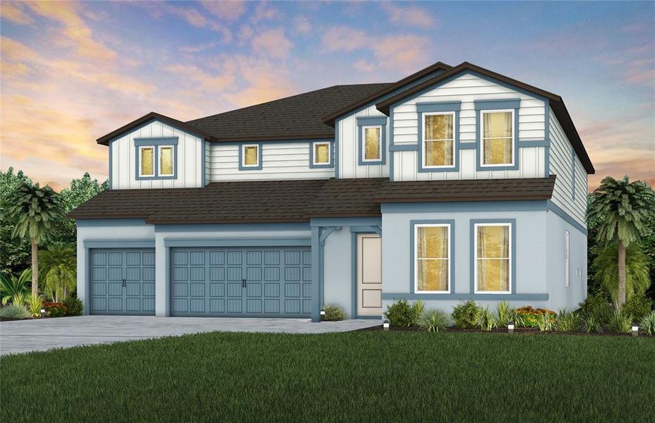 Front exterior of a new home in , Zephyrhills, FL, highlighting curb appeal (Image 1). Front exterior of a new home in , Zephyrhills, FL, highlighting curb appeal (Image 1).