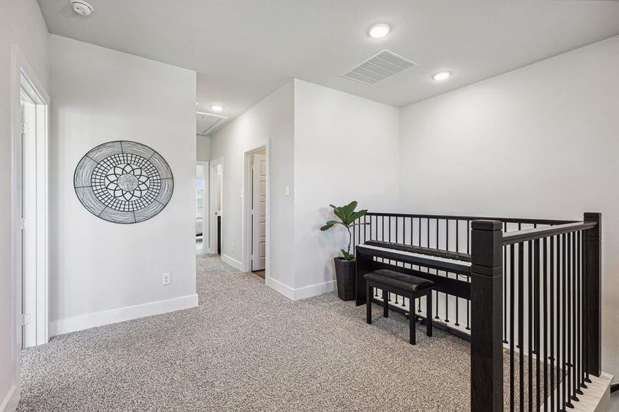 Loft space with open stair railing