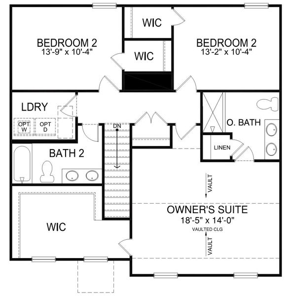 2D floor plan layout for the Shane by D.R. Horton in Treemont Commons, Wellford, SC (Image 4).