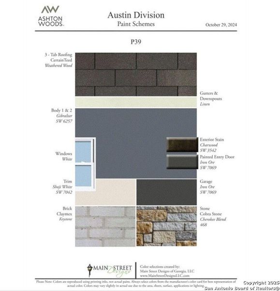 Sample of building materials used in homes in The Estates at La Cima, San Marcos (Image 5).