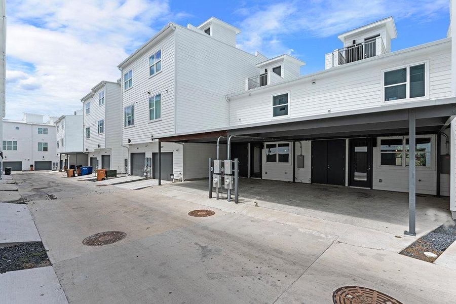 Designated covered parking. Designated covered parking.