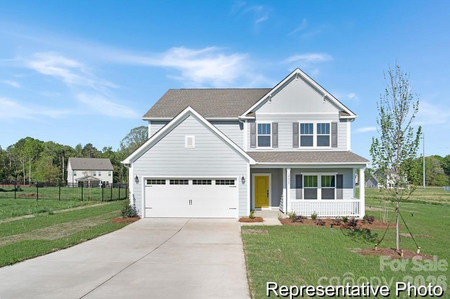 Front exterior of a new home in Whispering Hills, Locust, NC, highlighting curb appeal (Image 2). Front exterior of a new home in Whispering Hills, Locust, NC, highlighting curb appeal (Image 2).