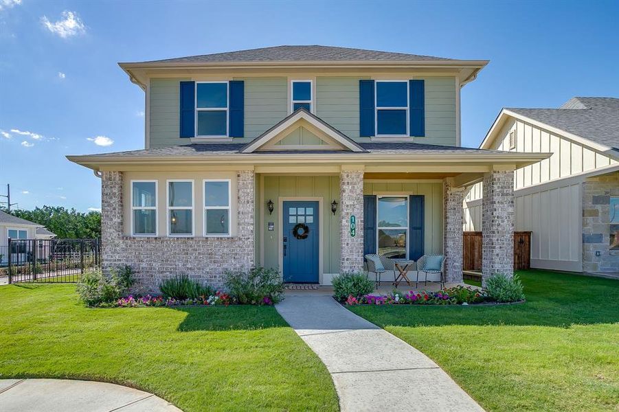 Front exterior of a new home in , Granbury, TX, highlighting curb appeal (Image 27). Front exterior of a new home in , Granbury, TX, highlighting curb appeal (Image 27).