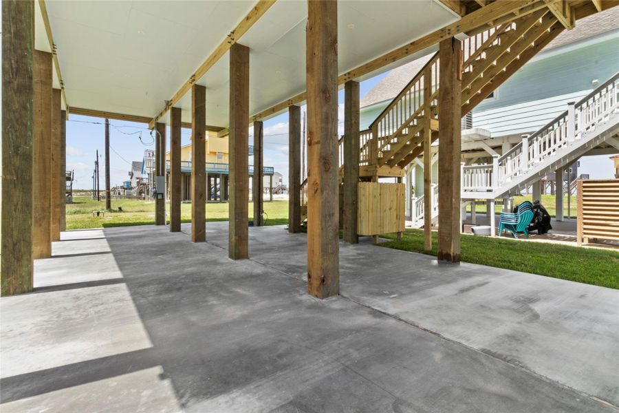 Ample Parking Underneath House, Outdoor Shower and 50A EV and/or Camper Charger