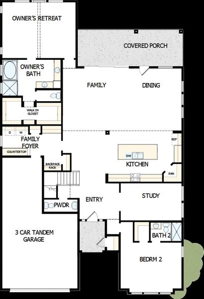 2D floor plan layout of this home in Wolf Ranch – West Bend, Georgetown, TX (Image 5).