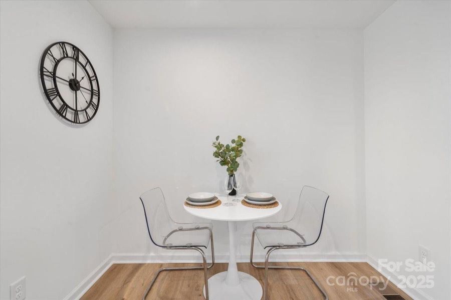 Dining area on the far side of the kitchen